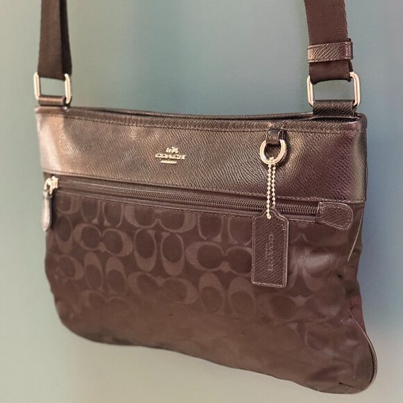 Coach Demi Bag Signature Jacquard Crossbody Black Leather Trim Silver Hardware - Picture 5 of 16